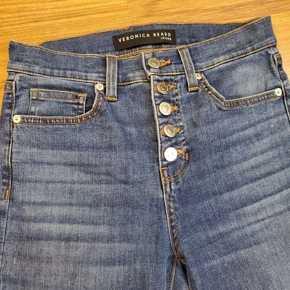 Veronica Beard Size 26 Debbie High Rise Skinny Jeans‎ Button Fly Bright Stone #2